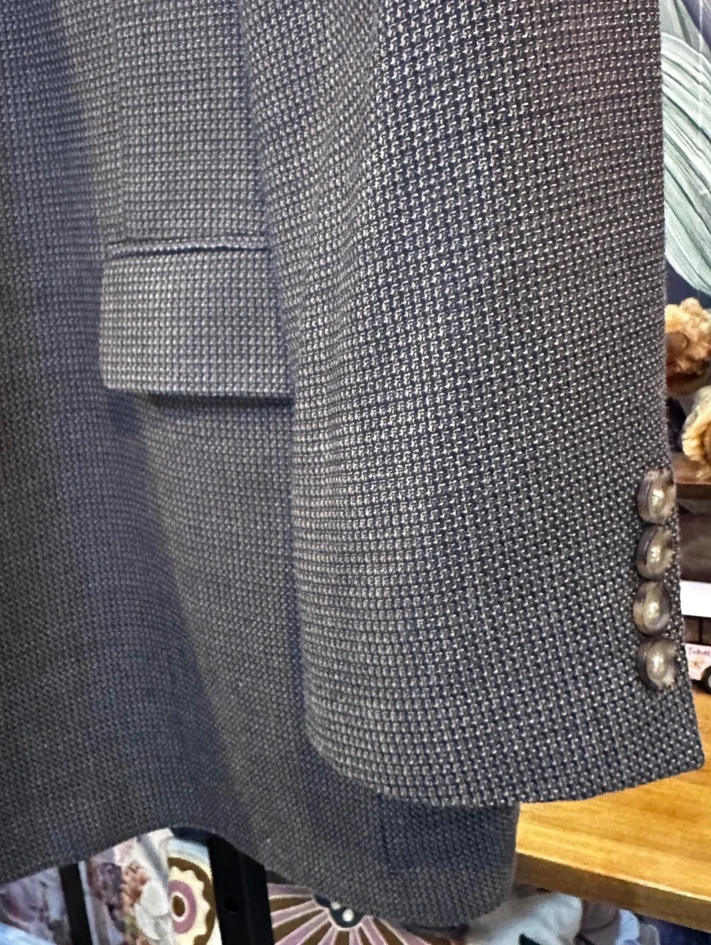 Nordstrom Joseph Abboud Silk Wool 46L Men's Blazer Micro Check Sport Coat Gray